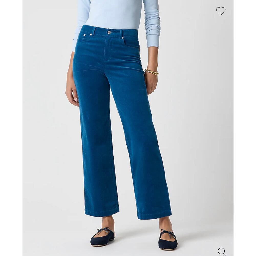J. Crew High Rise Wide Leg Cropped Pant in Seaport Blue NWT 29T